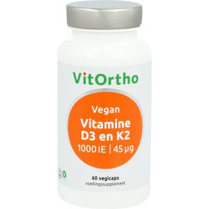 Vitamine D3 1000 IE en K2 45 mcg Vegan